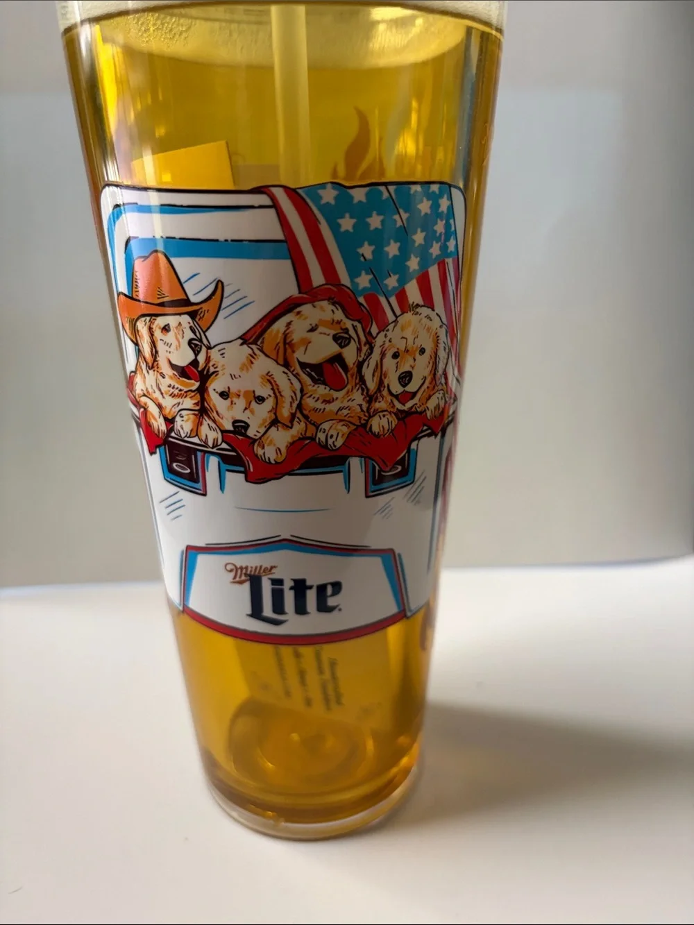 Miller Lite Golden Retriever 24 oz Faux Beer Acrylic Tumbler